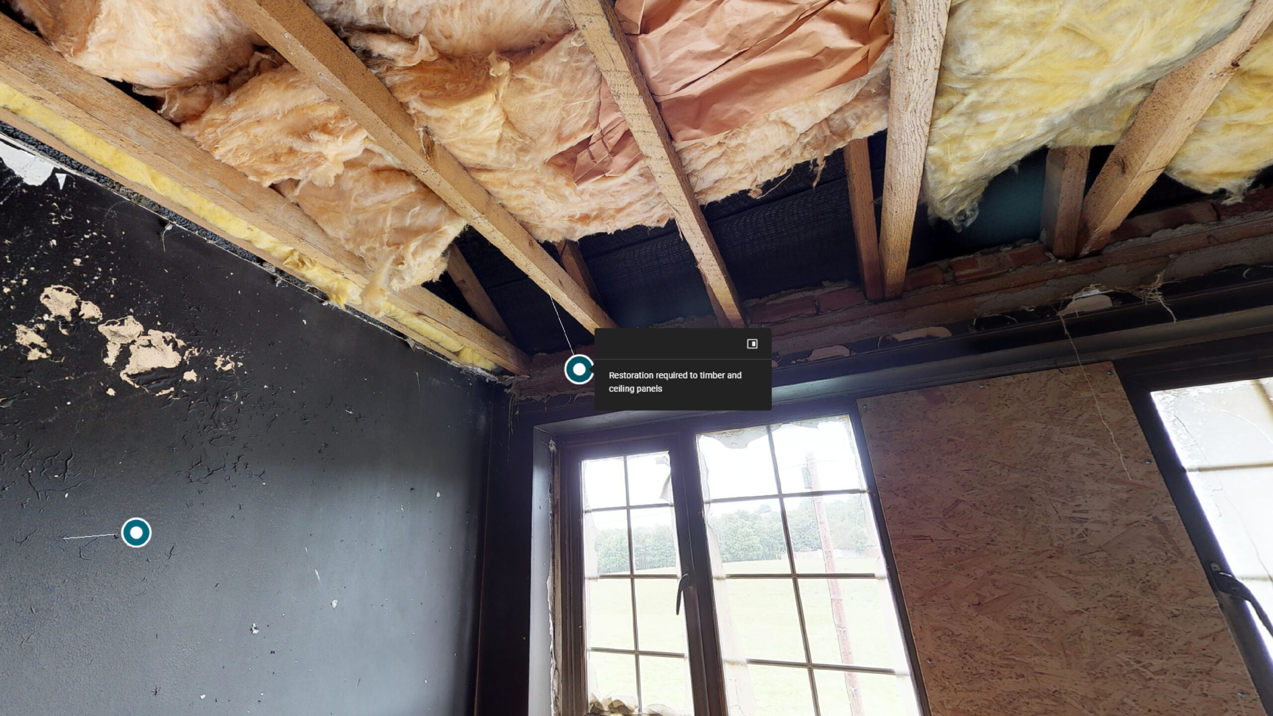 Digital Twins & Property Insurance: A Quick Guide 2 Fire damaged ceiling of a property