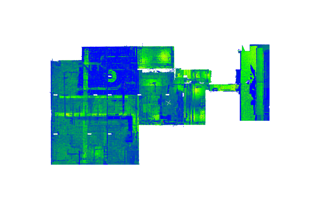 Top down view of a point cloud ready for BIM conversion