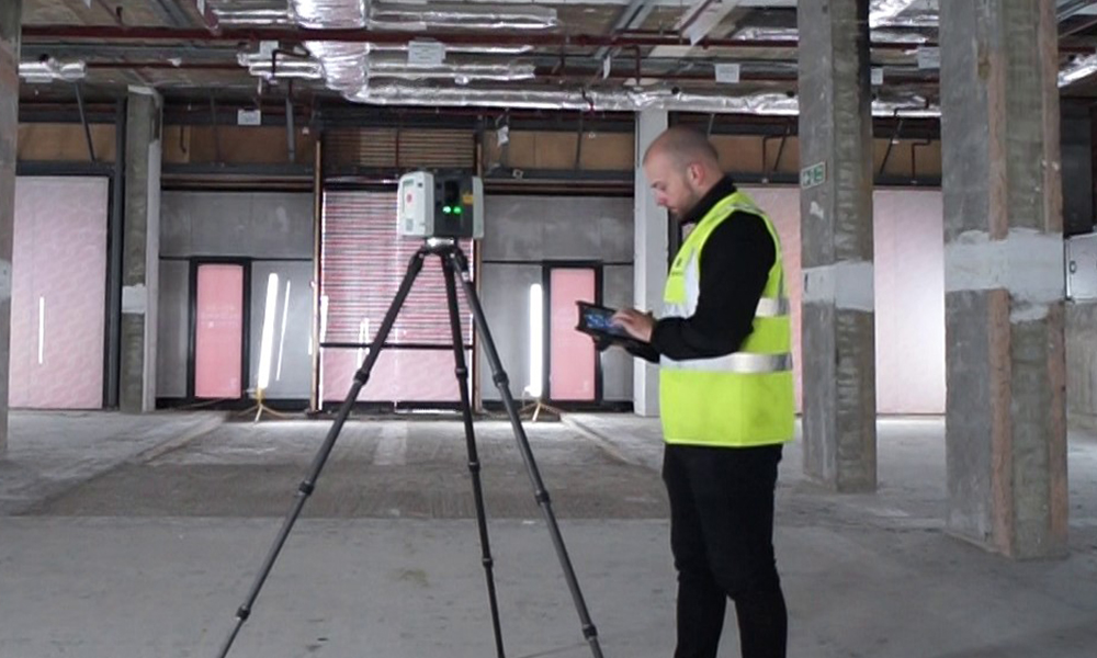 Scene3D staff member conducting a point cloud survey